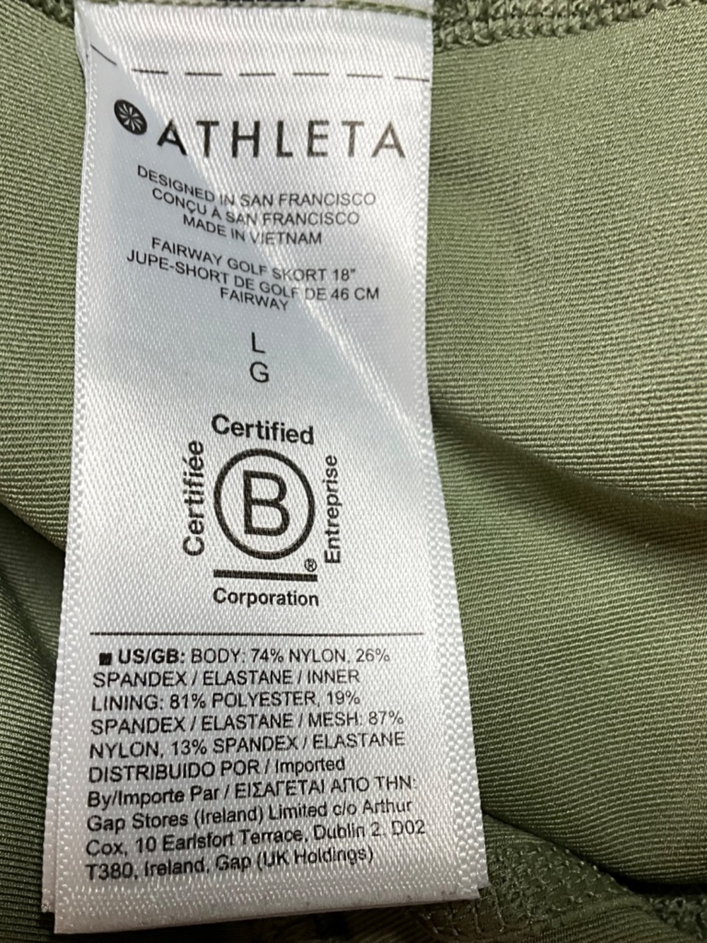 ATHLETA Green Fairway Golf Skort Zippered Pockets Tulip Hem Pull On Style Sz L - Picture 9 of 10